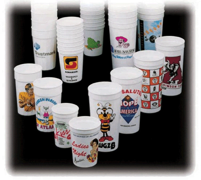 assorted white custom printed stadium cups